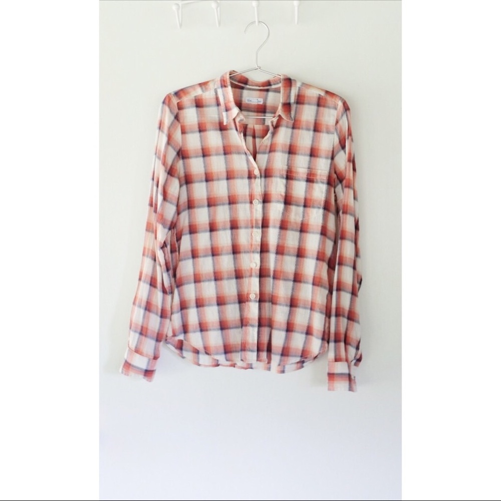 Steven Alan reverse seam plaid shirt light weight